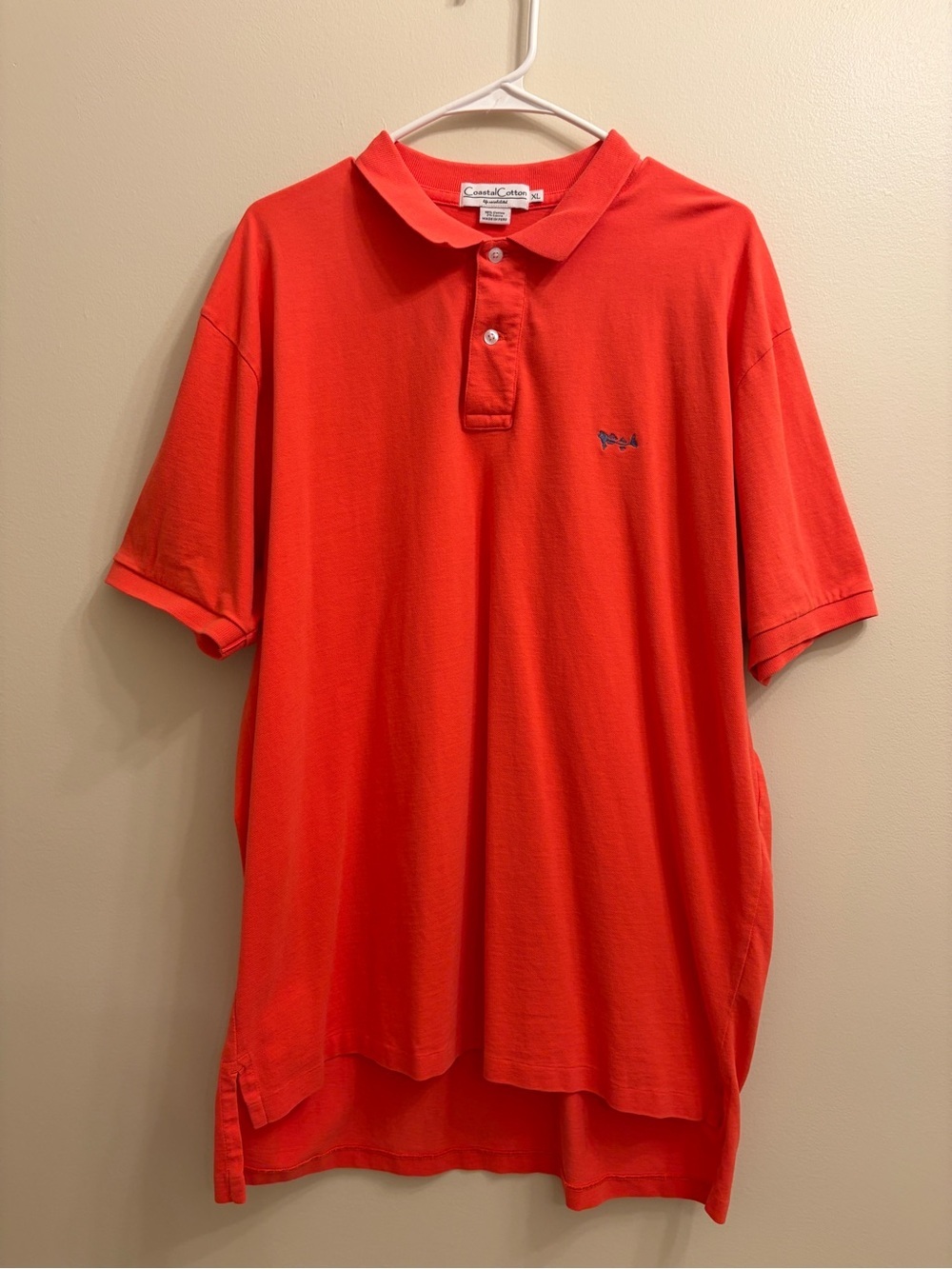 Coastal Cotton Men’s Tomato Red Polo Shirt with Subtle Logo